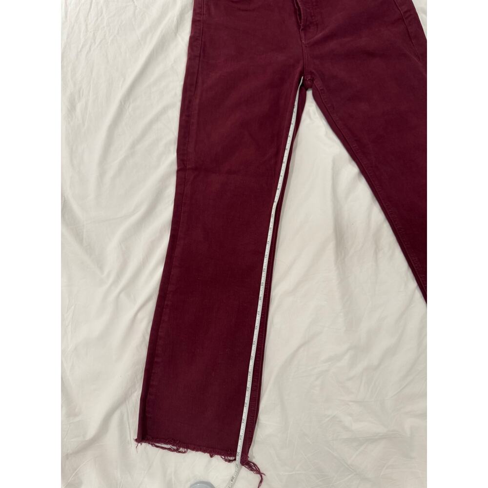 Mother The Tripper Ankle Fray Jeans Burgundy Women's 28 Straight Leg Raw Hem - Picture 6 of 16
